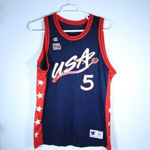 Vintage Champion ‘96 Blue Team USA Grant Hill Jersey Men’s 48 Olympics